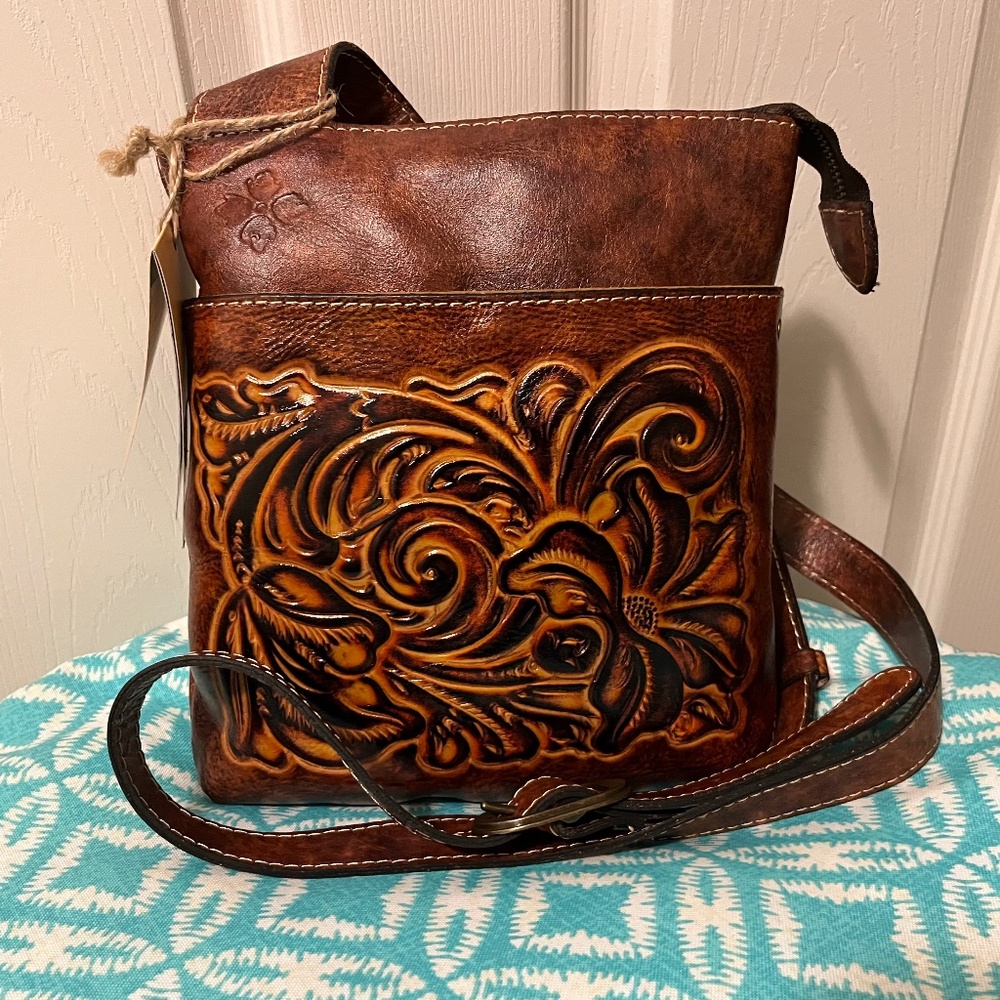 Patricia Nash Tuscan Tooling Italian Leather Crossbody